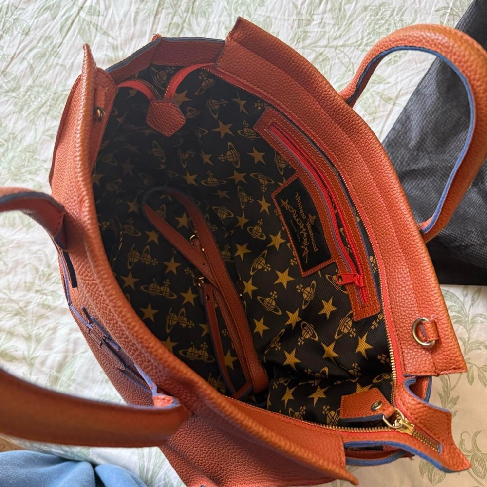 Vivienne Westwood Brown Leather Tote with Embossed Orb - Picture 3 of 8